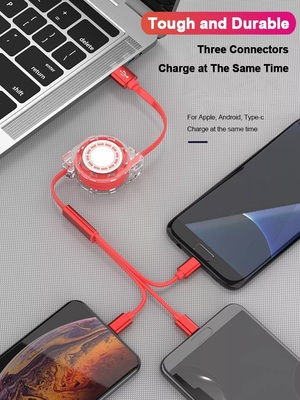 3in1 Travel Charging Cable Red
