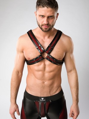 MASKULO Armored Color-Under '2 Fronts' Chest Harness Red