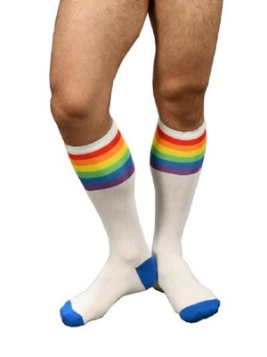ANDREW CHRISTAIN Pride Stripe Socks White