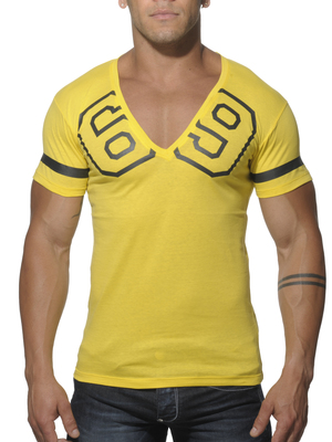 Addicted 69 V-Neck T-Shirt Yellow