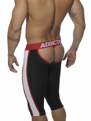 Addicted Fetish Knee Length Pant With Back Open Black