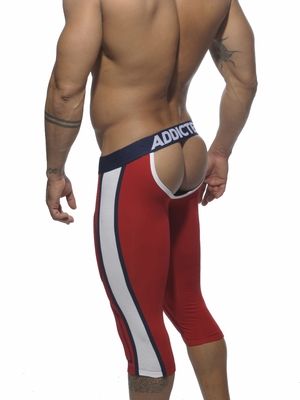 Addicted Fetish Knee Length Pant With Back Open Red