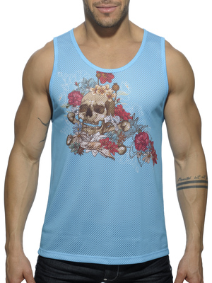 ADDICTED Skull Roses Tank Top Turquoise