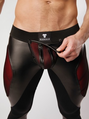 MASKULO Armored Color-Under Men's Fetish Leggings Zipped rear Red