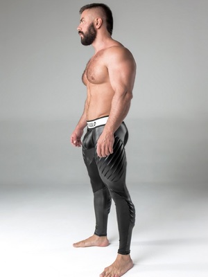 Maskulo Men's Fetish Leggings Codpiece Zipped Rear Camo Black