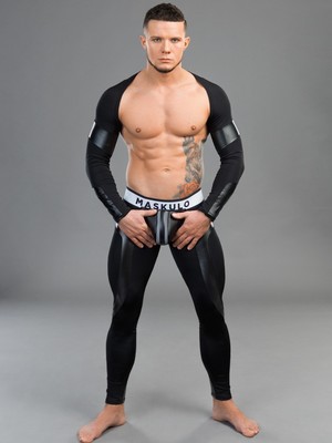 MASKULO Youngero Men's Fetish Leggings Codpiece Zipped rear Black