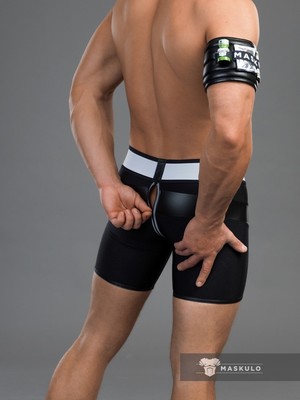 MASKULO Youngero Men's Fetish Shorts Codpiece Zipped rear Black